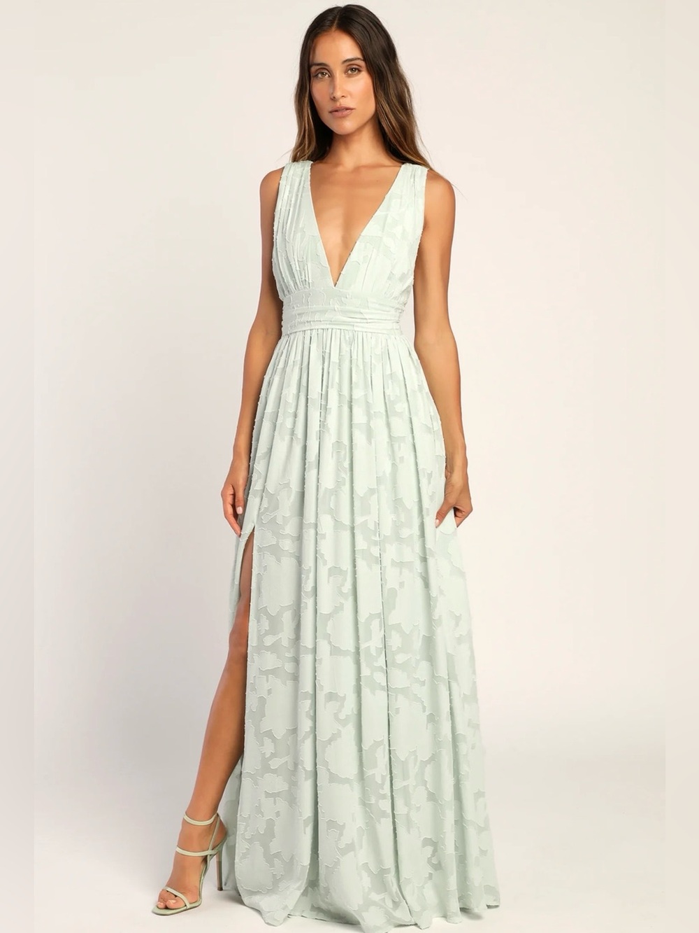 LULUS Sweet Sophistication Sage Green Burnout Floral Maxi Dress